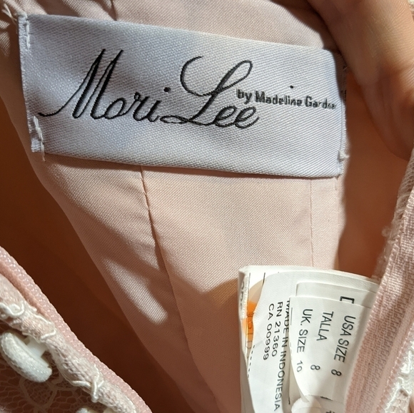 MORI LEE blush lace peplum strapless bridesmaid gown - Picture 13 of 14